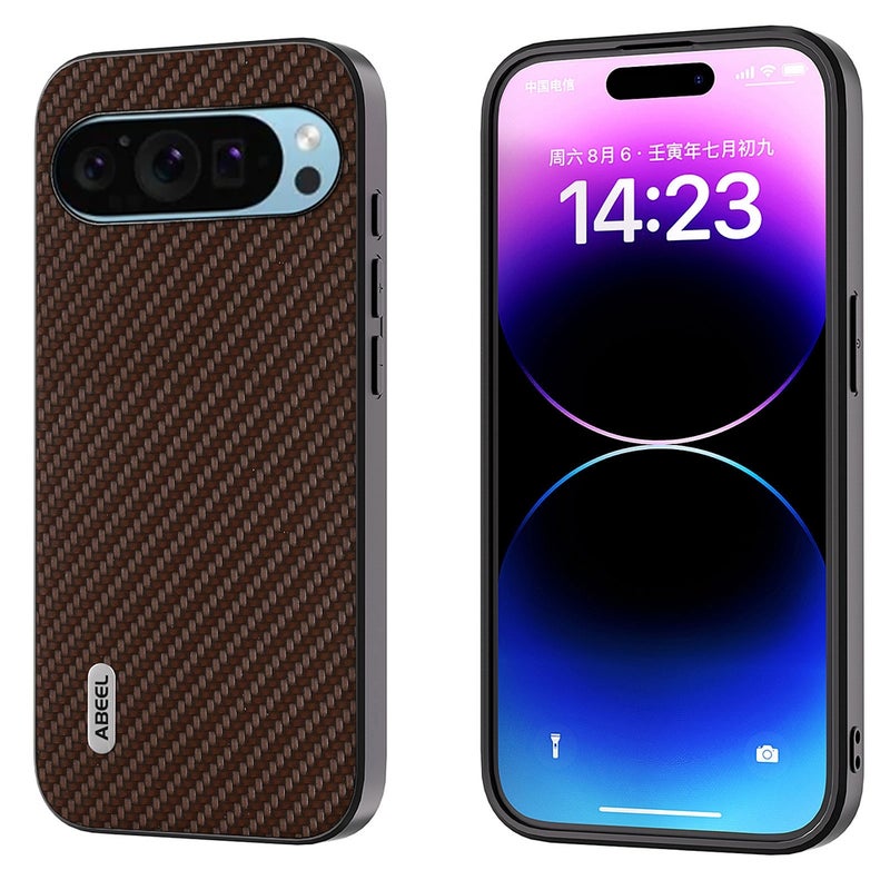 HuHa Protective Cover For Google Pixel 9 ABEEL Carbon Fiber Texture Protective Phone Case(Dark Brown) - Image 1