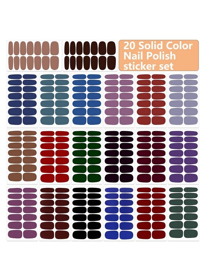 WOKOTO 20 Sheets Dark Solid Color Series Nail Polish Strips Stickers with Nail File Self-Adhesive Punk Rock Gel Nail Strips Full Nail Wraps for Women Nails Art - Image 2