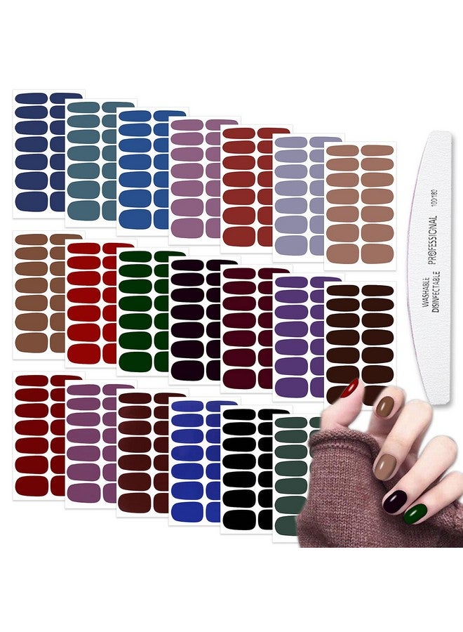 WOKOTO 20 Sheets Dark Solid Color Series Nail Polish Strips Stickers with Nail File Self-Adhesive Punk Rock Gel Nail Strips Full Nail Wraps for Women Nails Art - Image 1