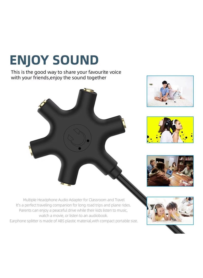 Generic - Audio Splitter Multi Headphone, 5-Way Jack 3.5mm Audio Stereo Headset Splitter Adapter, Headphone Splitter to Connect Up to 5 Devices for Audio Mixing, Shared Experiences, Fit for iPhone, iPad & More - Image 1