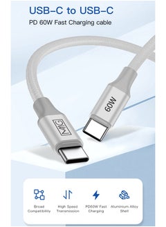 MMG USB C to C Braided Cable 60W, 1 meter, USB C Charger Cable for iPhone 15, Mac Book Pro 2020, iPad Pro 2020, Switch, Samsung Galaxy S20 Plus S9 S8 Plus, Pixel, Laptops and lot more  - Image 2