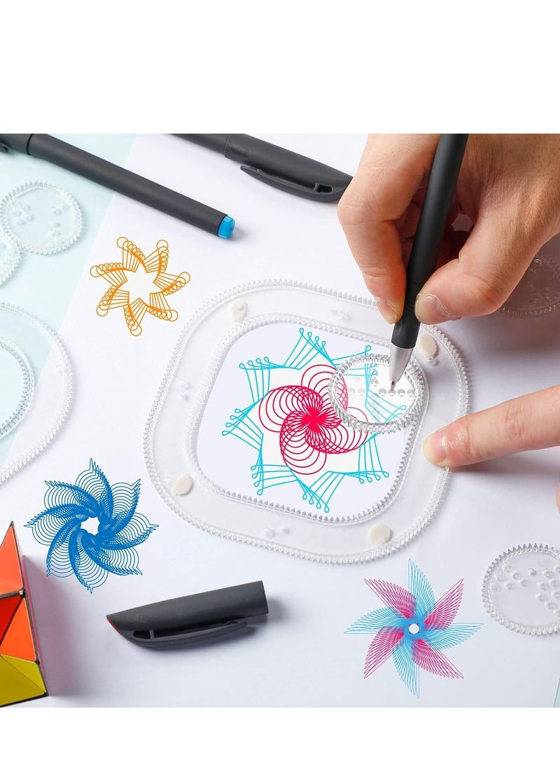 SOLARAE Spirograph Ruler Drawing Set Gears Painting Magic Spiral Tool Plastic Template Art Training Kit for DIY Crafts Kids School Home 18PCS - Image 4