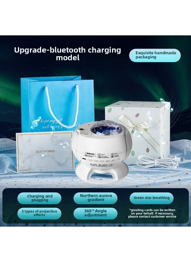 Generic - Northern Lights Starry Sky Projection Lamp Bluetooth Charging Nightlight Colorful Top Romantic Bedside Atmosphere Lamp Bedroom Gift-Power Supply:10w English Packaging-Light Color:Northern Aurora 5-picture Rechargeable Bluetooth Model Exquisite Packaging - Image 1