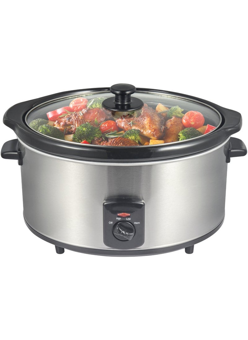 Royalty Line Slowcooker - 6 Liters - With Removable Ceramic Inner Pan - PFAS Free - 320W - Keep Warm Function - Stainless Steel SLC1013  - Image 3