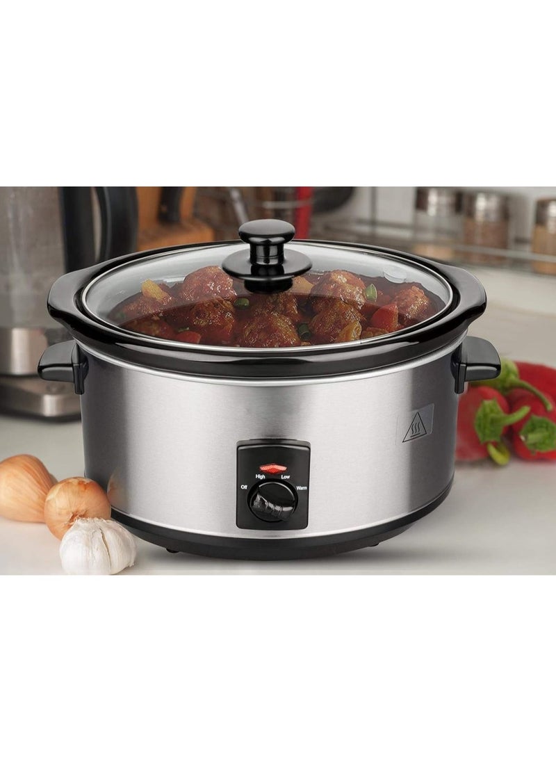 Royalty Line - Slowcooker - 6 Liters - With Removable Ceramic Inner Pan - PFAS Free - 320W - Keep Warm Function - Stainless Steel SLC1013 - Image 1