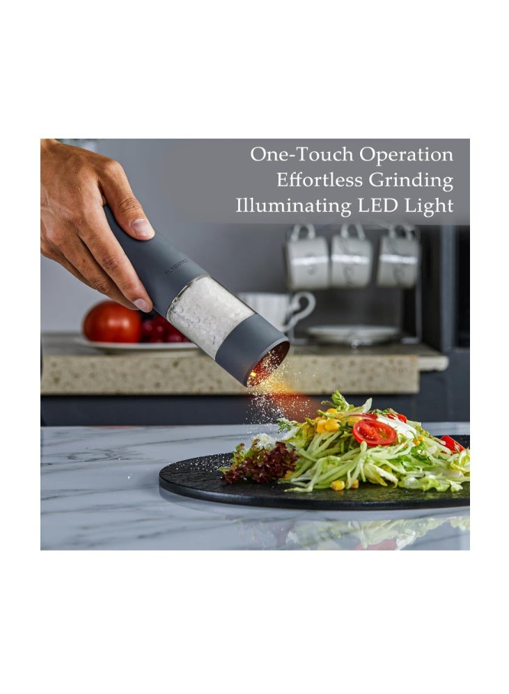 TLYSXPRO Electric Salt and Pepper Grinder Set with USB Rechargeable, Automatic One Hand Operation with Adjustable Coarseness, Pepper Mill Grinder Refillable with LED Light (2 Packs) - Image 2