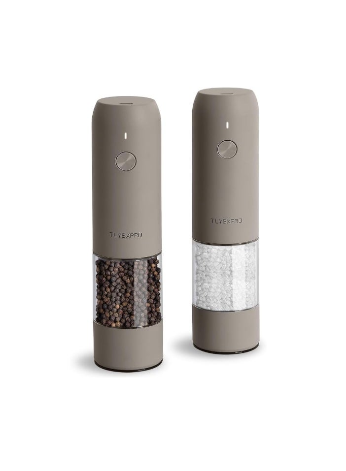 TLYSXPRO Electric Salt and Pepper Grinder Set with USB Rechargeable, Automatic One Hand Operation with Adjustable Coarseness, Pepper Mill Grinder Refillable with LED Light (2 Packs) - Image 1