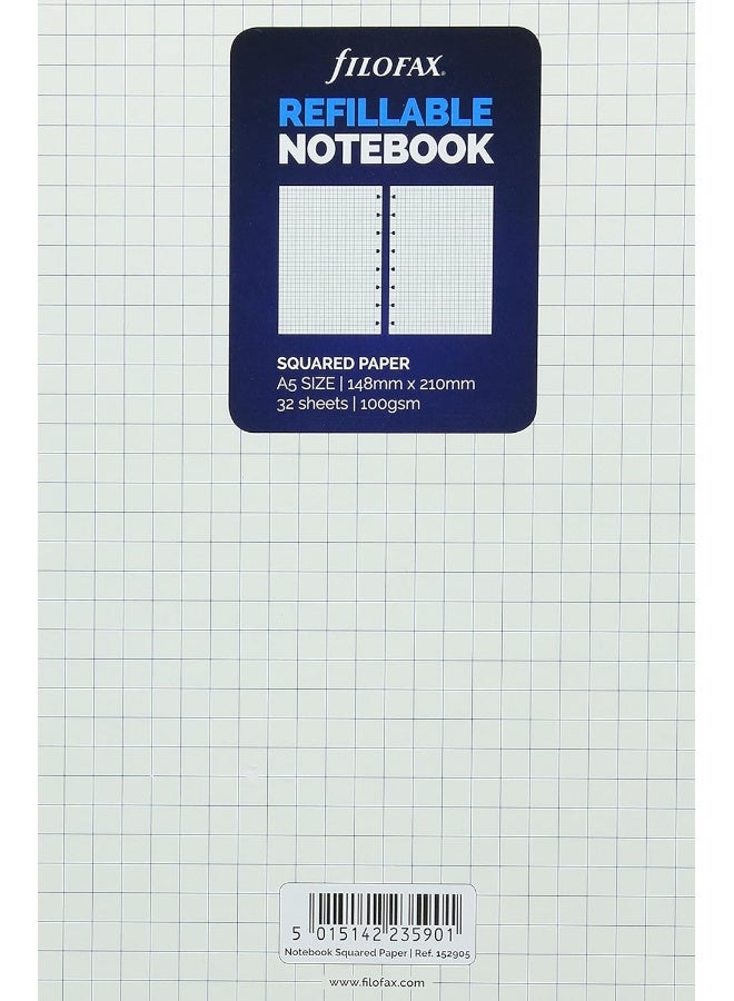 Filofax A5 Notebook refill - squared paper white 