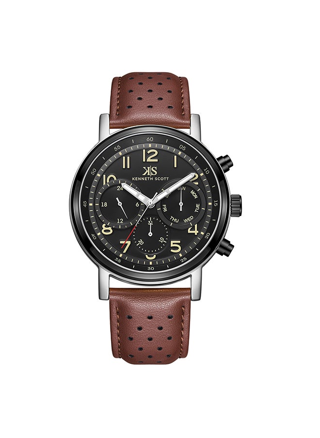 KENNETH SCOTT Kenneth Scott Men's Black  Dial Analog Watch - K24119-QLDB  - Image 1