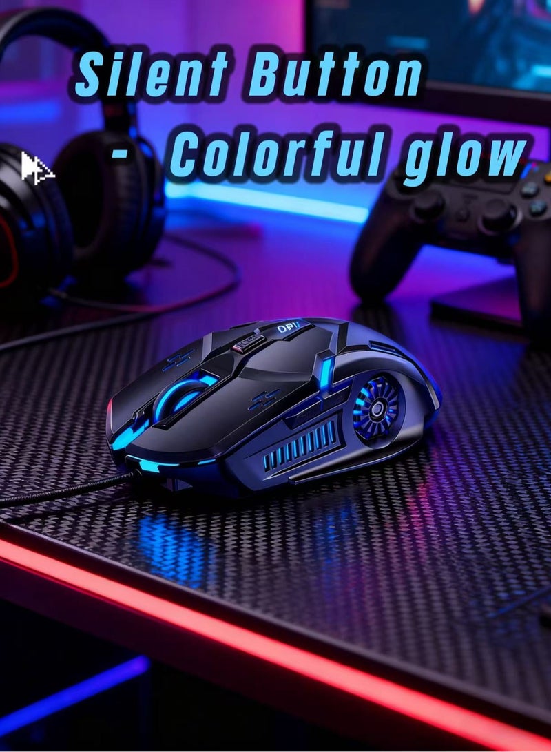 Colorful dazzling six-button gaming mouse Cyberpunk style durable use buttons silent - Image 1