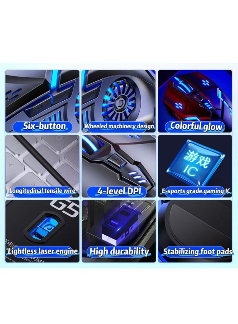 Colorful dazzling six-button gaming mouse Cyberpunk style durable use buttons silent - Image 3