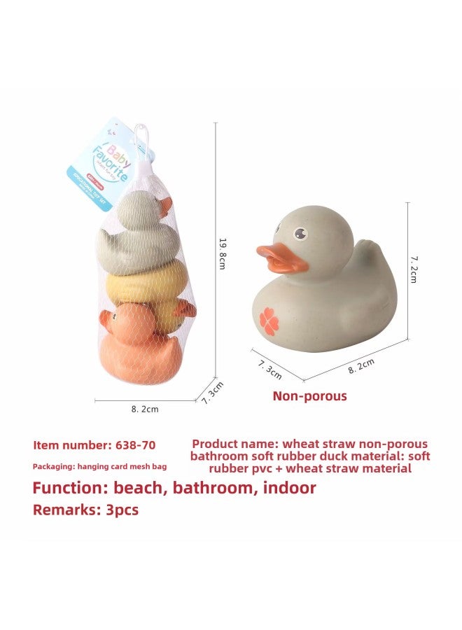 Toy Stacking Rings Cups Set Colorful Building Blocks Educational Early Learning Toy For Children Aged 12 Months Up-Color:Wheat Straw Material Non-porous Bathroom Soft Glue Duck 638-70 - Image 1