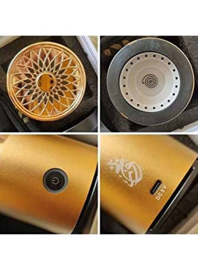 Gener8 Round Metal Incense Bakhoor Burner Gold 9x7x7cm - Image 3