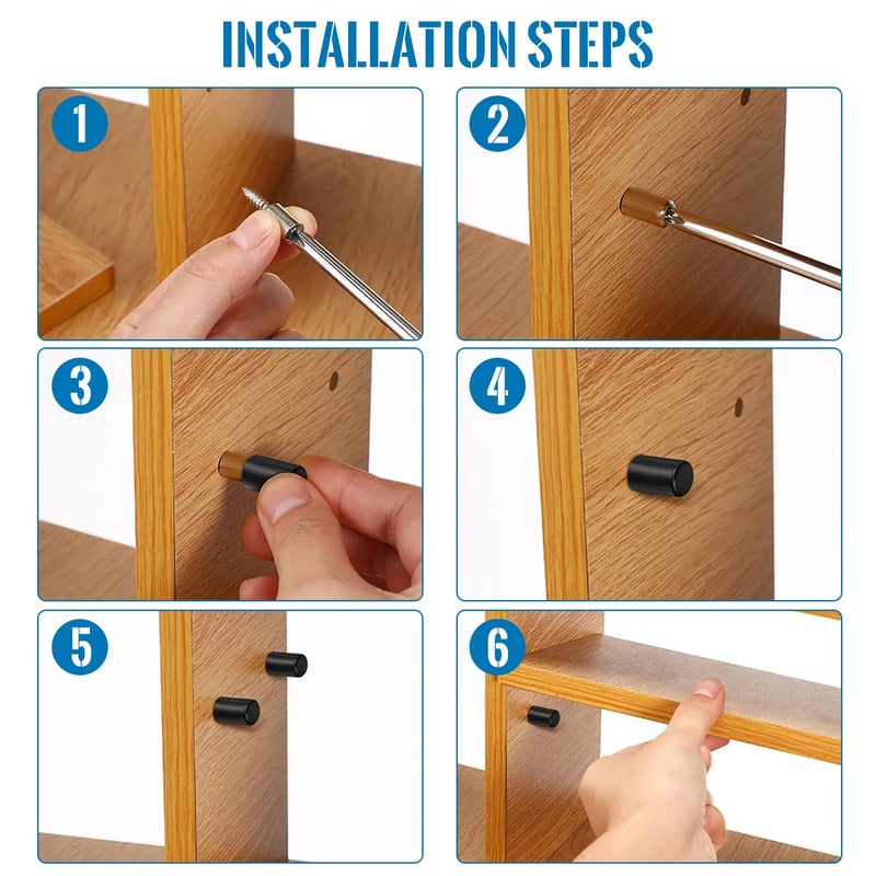 HASTHIP ® 20 قطعة دعامات الرف - دبابيس الرف مع غلاف سيليكون مضاد للانزلاق، دبابيس للرفوف لخزائن المطبخ، الخزائن، المكتبات، الخزائن وحالات الخشب (أسود) - Image 3