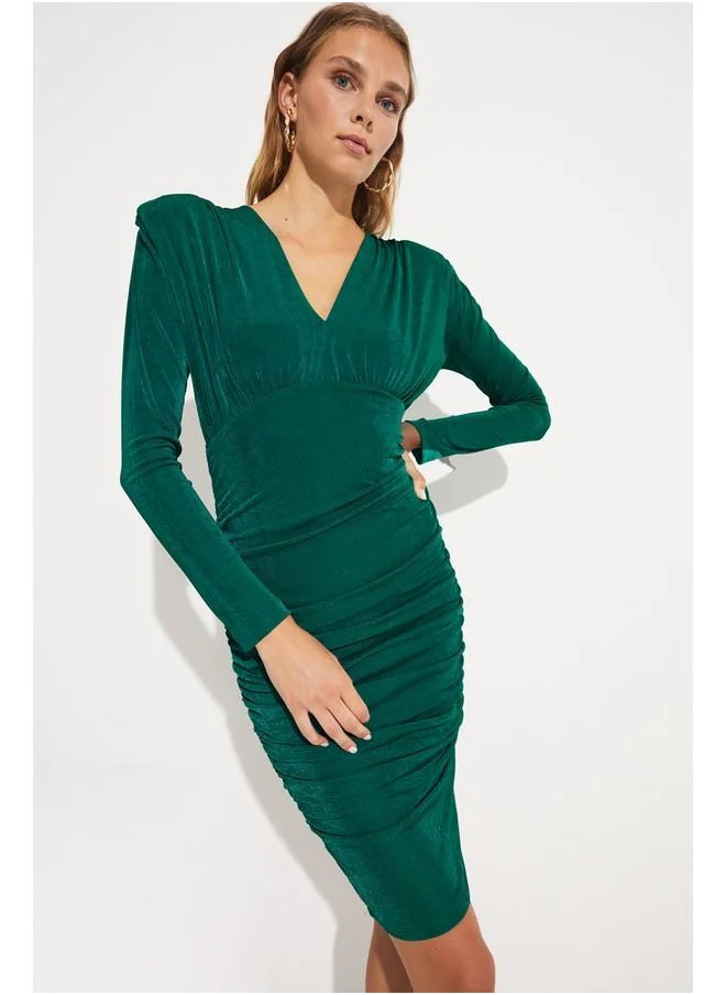 JUNE June Women's Slim Fit V-Neck Draped Mini Dress