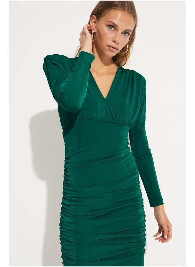 JUNE June Women's Slim Fit V-Neck Draped Mini Dress
