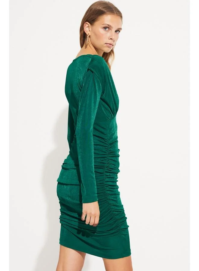 JUNE June Women's Slim Fit V-Neck Draped Mini Dress