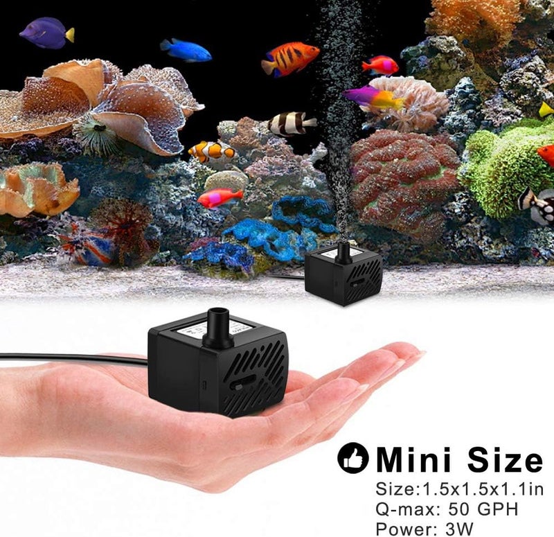 PULACO 50GPH 3W Mini Submersible Water Pump for Aquariums, Fish Tank, Pond, Fountain, Hydroponics - Image 4