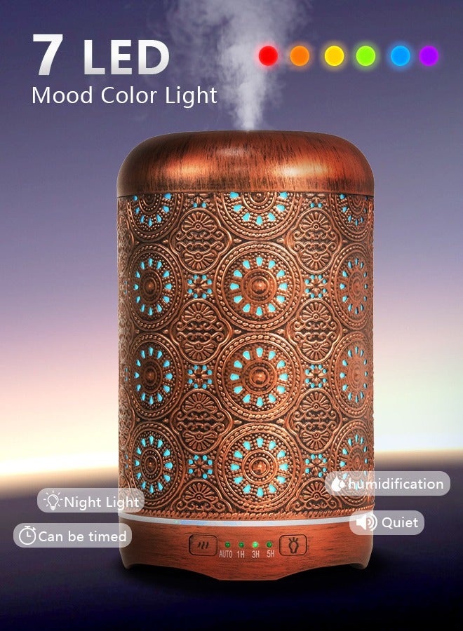 200ml Metal Essential Oils Diffuser, Ultrasonic Aromatherapy Machines, Air Humidifier, 7 Colors Night Light, Auto Shut Off Timer, for Office Bedroom  - Image 1