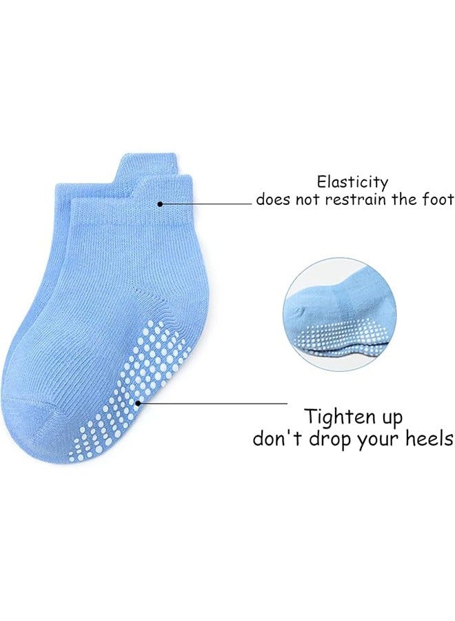 بيوينتي 6 أزواج من جوارب الكاحل القطنية المانعة للانزلاق مع عدم الانزلاق للأطفال من عمر 1-3 سنوات، جوارب أطفال صغار - Image 4