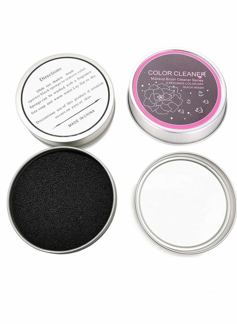الأزرق جي دبليو 2 Pcs Makeup Brush Cleaner Set Quick Color Removal Sponge Dry Brushes Cleaning Box Eye Shadow or Blush Tool - Image 4