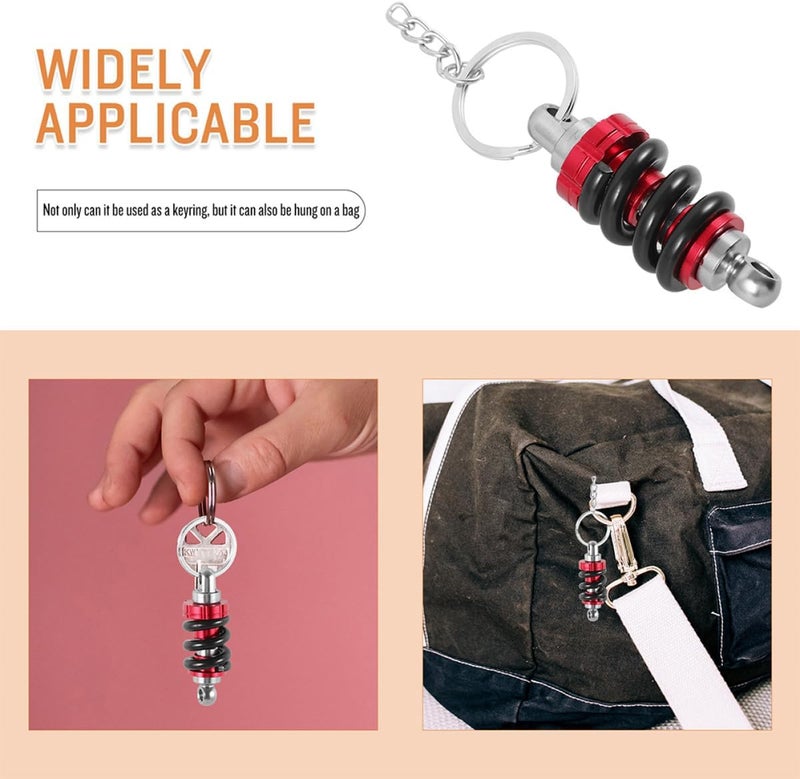 OUNONA Motorbike Keychain 2pcs Shock Absorber Pendant in Crimson and Ebony Metal Car Key Ring Automotive Decoration Portable Key Tag for Motorcycle and Car Users - Image 2