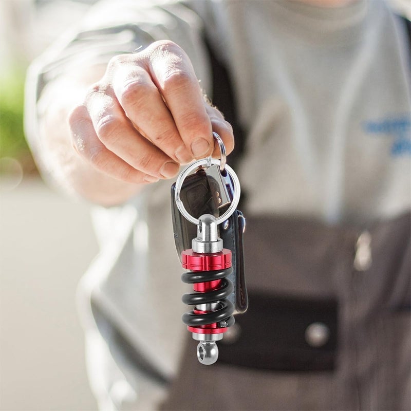 OUNONA Motorbike Keychain 2pcs Shock Absorber Pendant in Crimson and Ebony Metal Car Key Ring Automotive Decoration Portable Key Tag for Motorcycle and Car Users - Image 5