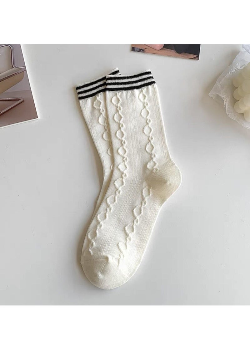 Generic - Cute and soft socks in off white for women 3 pieces - Image 1