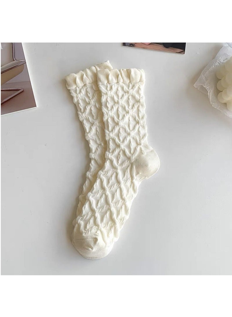 Generic - Cute and soft socks in off white for women 3 pieces - Image 1