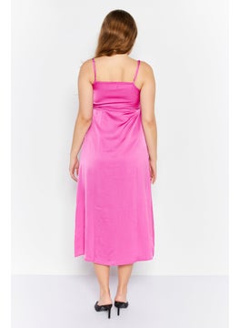 French Connection Women Solid Midi Casual Dress, Pink  - Image 3