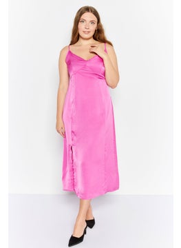 French Connection Women Solid Midi Casual Dress, Pink  - Image 1