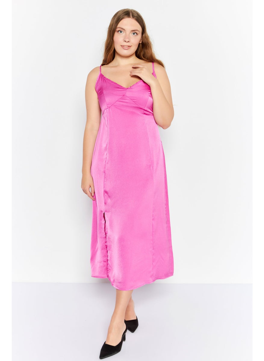 French Connection Women Solid Midi Casual Dress, Pink  - Image 1