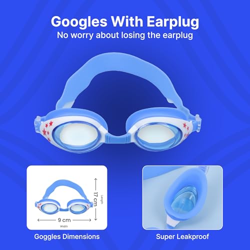 STRAUSS Swimming Goggles With Anti-Fog & UV Protection for Kids, Adults | Fully Adjustable With Case Cover (Blue/White) - Image 5