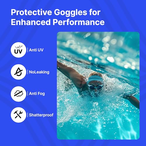 STRAUSS Swimming Goggles With Anti-Fog & UV Protection for Kids, Adults | Fully Adjustable With Case Cover (Blue/White) - Image 4