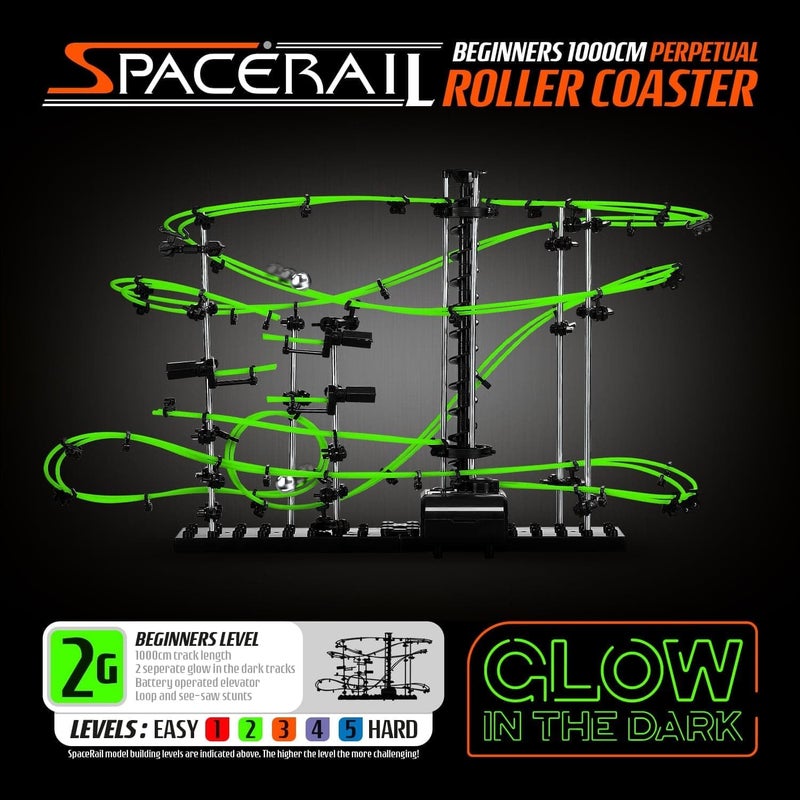 CKB Ltd Space Rail Perpetual Rollercoaster Glow in The Dark Level 2 - Marble Roller Coaster Run DIY Track Build Kit Space Rail Track Run - Image 5