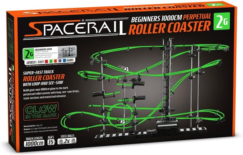 CKB Ltd Space Rail Perpetual Rollercoaster Glow in The Dark Level 2 - Marble Roller Coaster Run DIY Track Build Kit Space Rail Track Run - Image 2