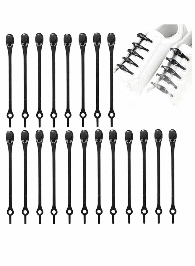 Lazy Elastic Shoelaces, Pure Colors No Tie Shoe Laces for Kids and Adults, Silicone, Waterproof Elastic Tieless Running Shoe, Laces For All Sport Casual Sneakers 24Pcs (Black) - Image 1