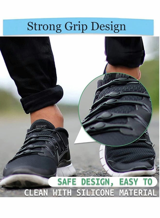Lazy Elastic Shoelaces, Pure Colors No Tie Shoe Laces for Kids and Adults, Silicone, Waterproof Elastic Tieless Running Shoe, Laces For All Sport Casual Sneakers 24Pcs (Black) - Image 2