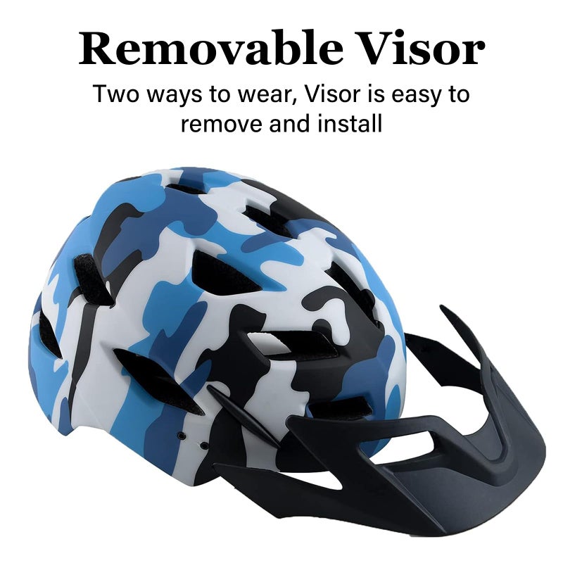 Bilaki Kids Bike Helmet, Adjustable Youth Boys Girls Helmets for Ages 3-5-8-14 Years (50-57cm), Child Helmet with Visor and LED Light, Lightweight Multi-Sport Bicycle Scooter Skate Cycling Helmets - Image 4