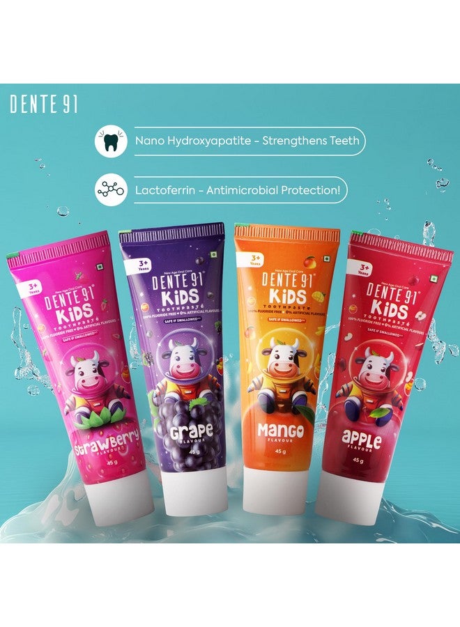 DENTE91 Kids Toothpaste, Protects Against Dental Caries & Hypersensitivity, Fluoride Free, 180Gm, Pack Of 4  - Image 4
