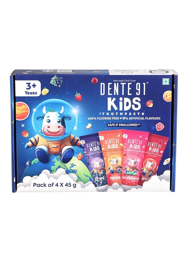 DENTE91 Kids Toothpaste, Protects Against Dental Caries & Hypersensitivity, Fluoride Free, 180Gm, Pack Of 4  - Image 1