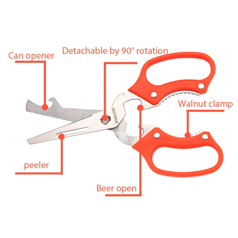Multi-Functional Scissors Stainless Steel & ABS Material - Comfortable Grip Compact Design Versatile Multi-Tool for Home Kitchen Outdoor Travel - Image 2