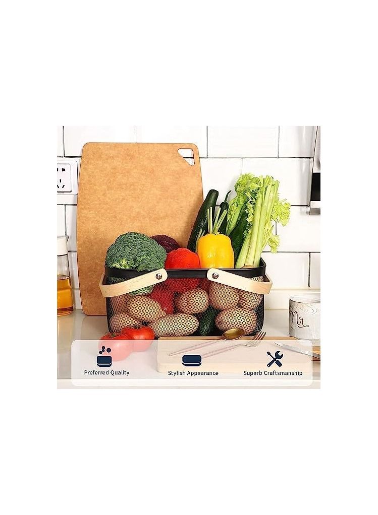 Basket for Pantry Storage and Organization Mesh Basket with Bamboo Handles Multi functional Hanging Basket Food Storage Organization for Kitchen and Garden Harvest - Image 2