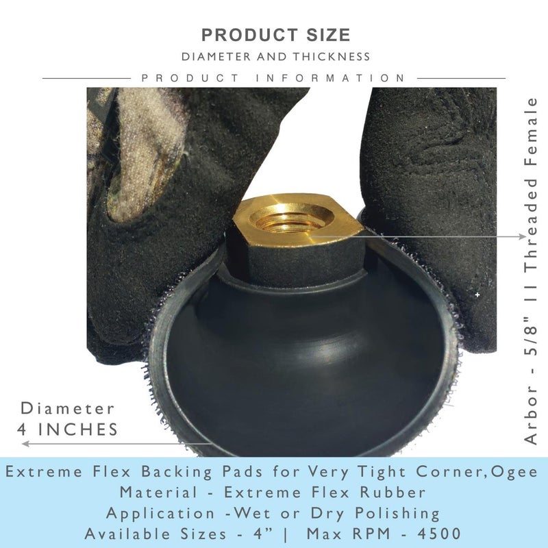 Stadea RBP103K 4" Rubber Backing Pad Extremely Flexible with Hook and Loop Backing - Arbor 5/8" 11 - Image 3