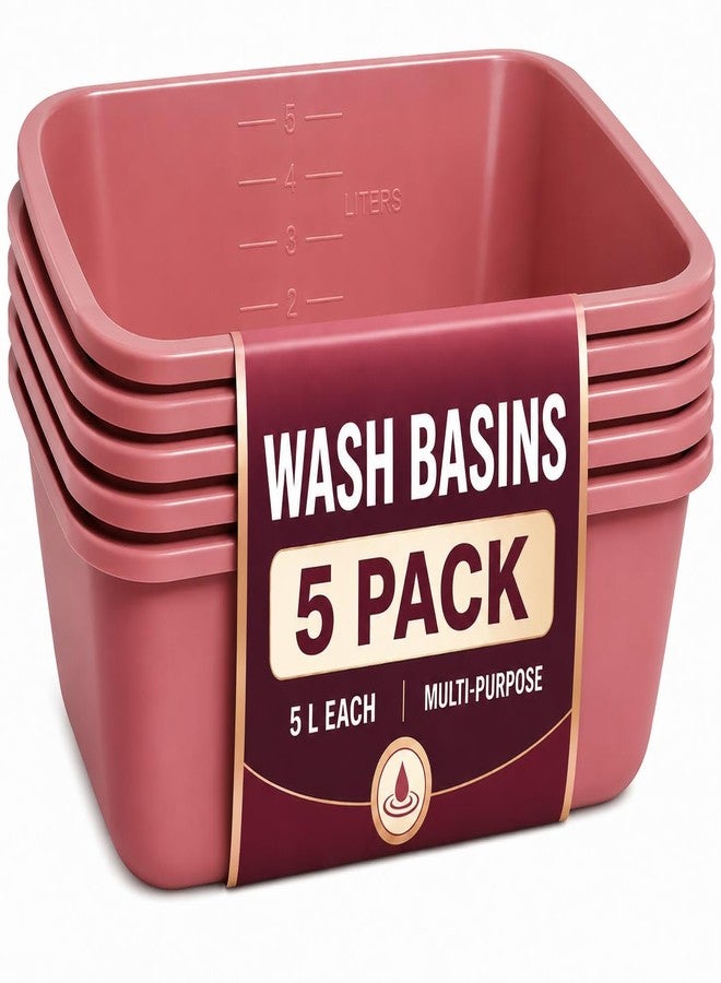 TenderGentle Plastic Wash Basin 5 Pack - 5 Liter Rectangle Plastic Tub with Rolled Rim - Good for Washing Limbs and Carrying Liquid - Good for Hospitals, Nursing Homes, and Medical Facilities - Image 1