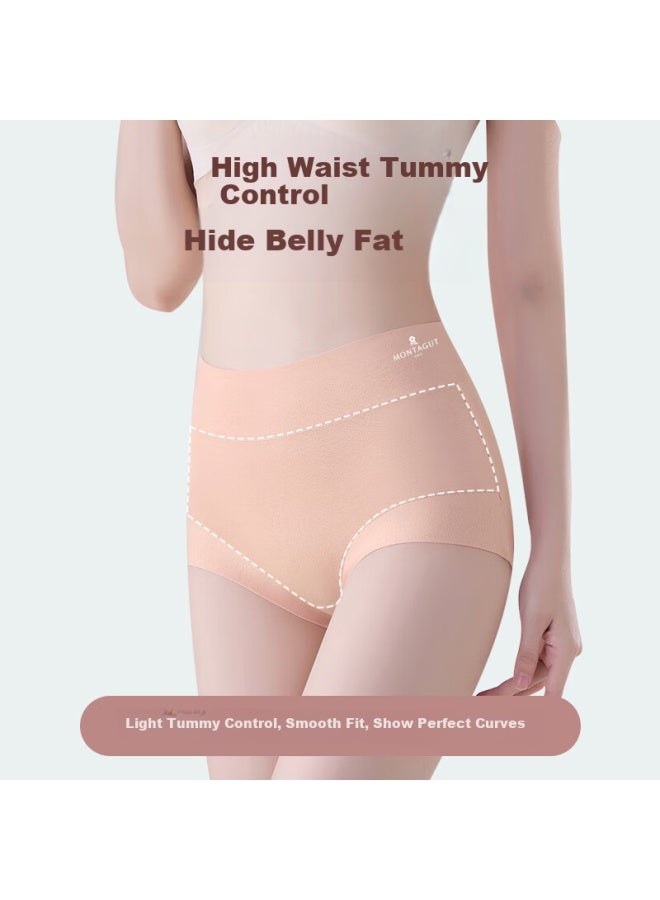 Montagut Mengtejiao Women's High-waisted Tummy Control Panties, 10a Antibacterial Cotton Crotch, Seamless Comfortable Breathable Women's Briefs, 3-pack - Image 5