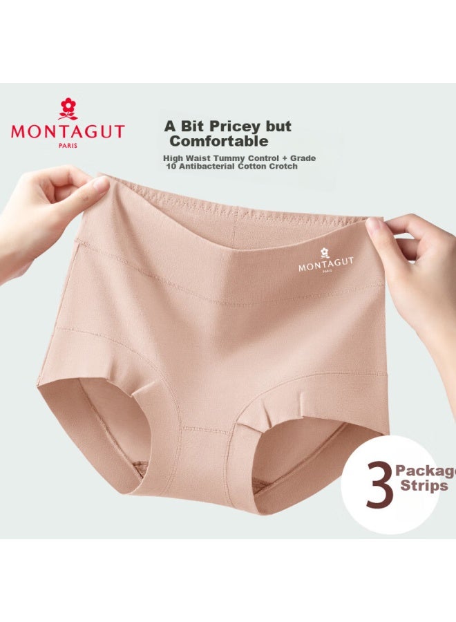 Montagut Mengtejiao Women's High-waisted Tummy Control Panties, 10a Antibacterial Cotton Crotch, Seamless Comfortable Breathable Women's Briefs, 3-pack - Image 1