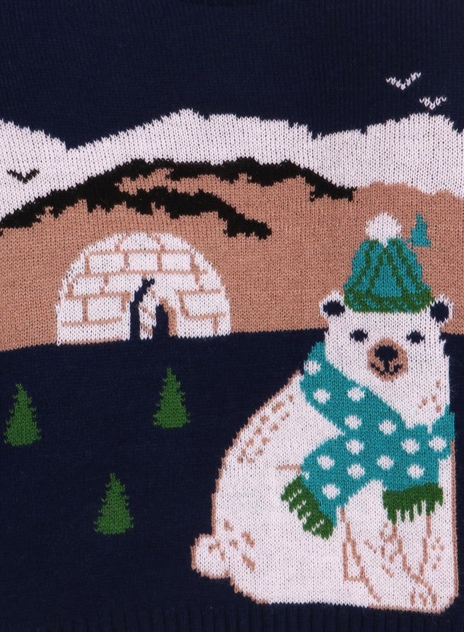 Nautinati Nauti NATI Baby-Boy's Cotton Blend Round Neck Pullover Sweater (NN314-5020_Blue, 18 Month-24 Month - Image 2