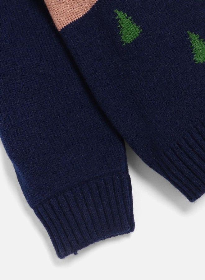 Nautinati Nauti NATI Baby-Boy's Cotton Blend Round Neck Pullover Sweater (NN314-5020_Blue, 18 Month-24 Month - Image 3