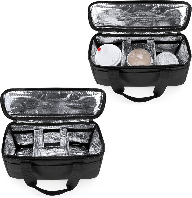 Trunab Reusable 3 Cups Drink Carrier for Delivery with Adjustable Dividers, Insulated Drink Caddy Holder Bag for Take Out, Beverages Carrier Tote with Handle for Outdoors, Patented Design, Black - Image 2